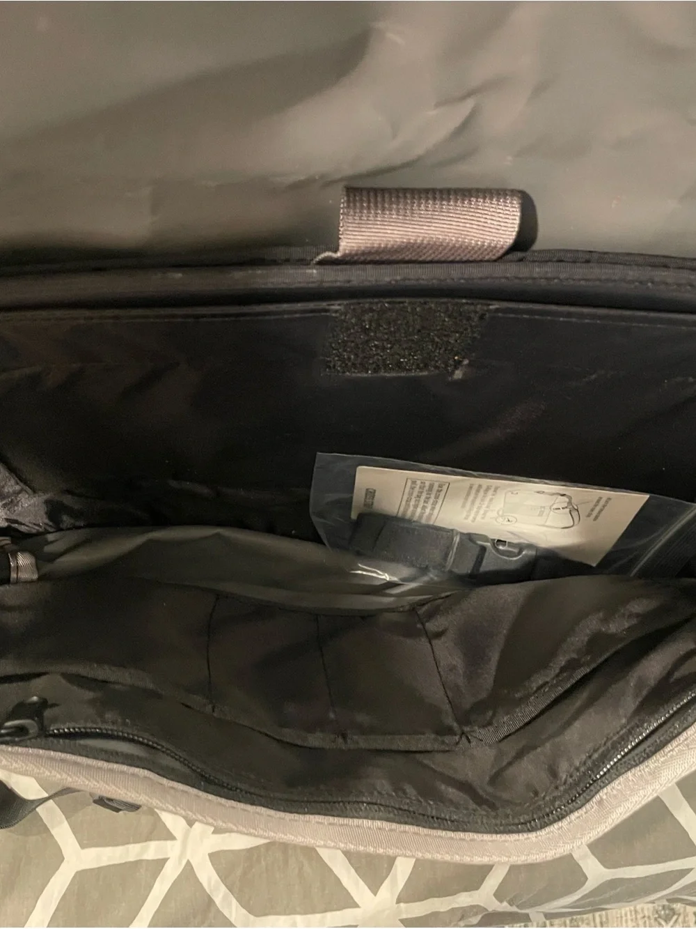 Timbuk2 Custom Men's Gray and Cream Messenger Bag with insulated cooler pouch.